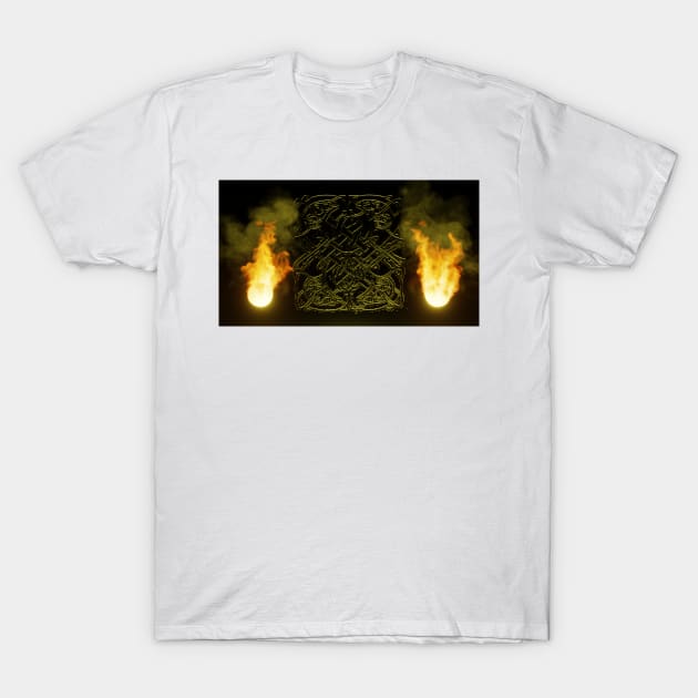 Mysterious Celtic Knot Engraving with Flames T-Shirt by jrfii ANIMATION